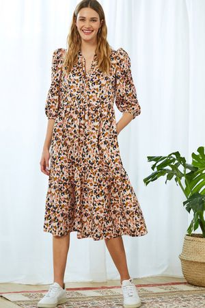 Aeres Dress with Tencel in Rose Confetti Print