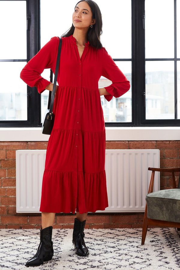 image of Paige Dress with Ecovero in Deep Red