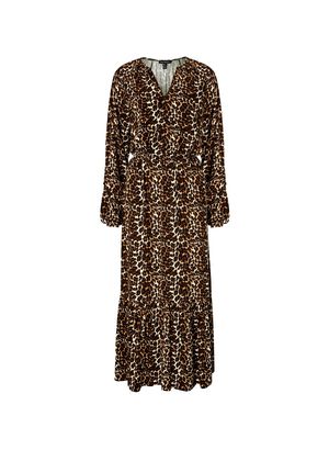 Nahla Dress with Ecovero in Caramel Leopard Print