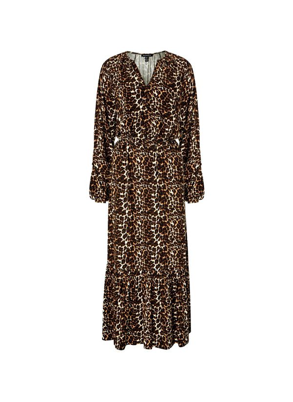 image of Nahla Dress with Ecovero in Caramel Leopard Print