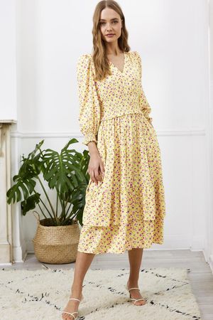 Charlotte Dress in Citrus Ditsy Print