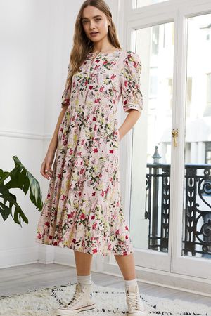 Jessica Tiered Dress with Ecovero in Pink Meadow Floral