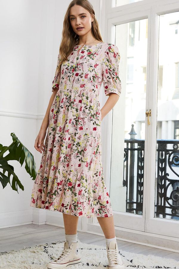 image of Jessica Tiered Dress with Ecovero in Pink Meadow Floral