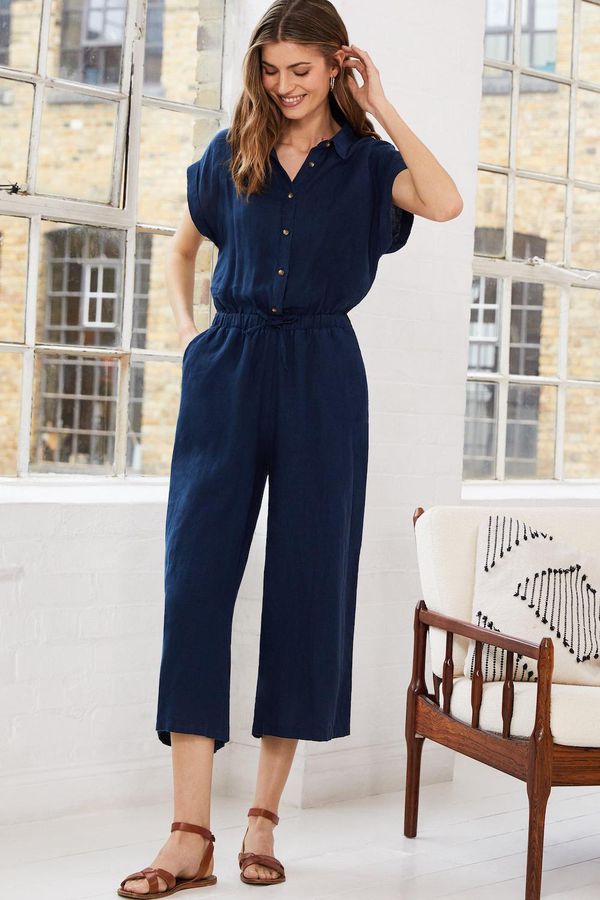 image of Rosie Linen Jumpsuit in Deep Indigo