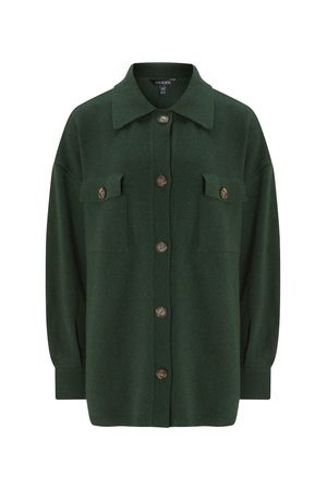 Gabby Lambswool Shacket in Deep Khaki