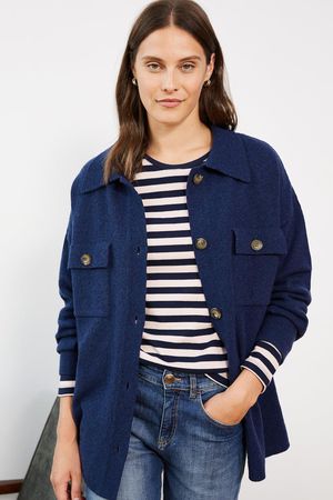 Gabby Lambswool Shacket in Navy