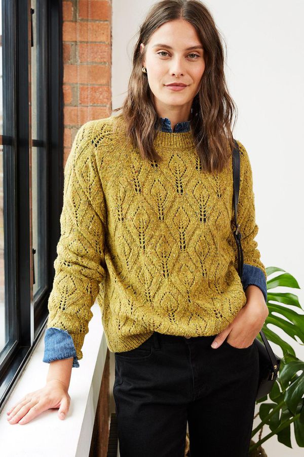 image of Byba Recycled Wool Jumper in Chartreuse Fleck