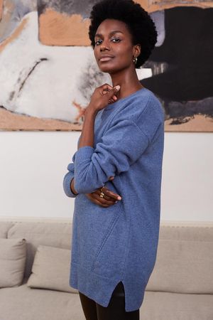 Ailsa Recycled Wool Jumper in Light Chambray