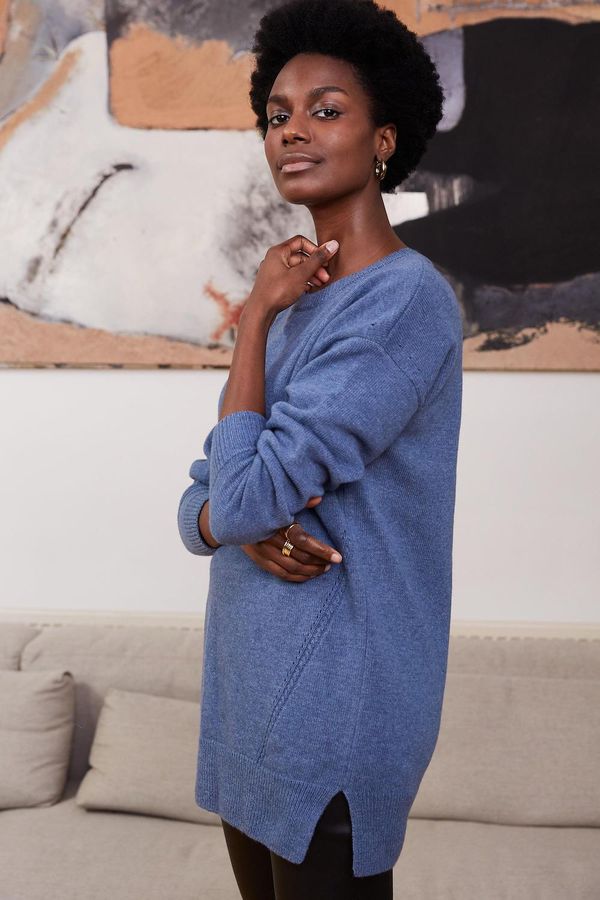 image of Ailsa Recycled Wool Jumper in Light Chambray