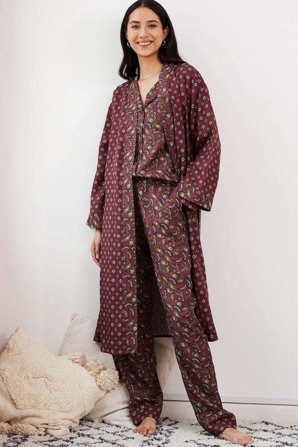 image of Monroe Robe with Tencel in Burgundy Foulard