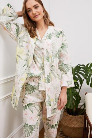 Samantha Organic Robe in Blush Tropical Print