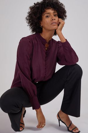 Annika Blouse with Tencel in Dark Cherry