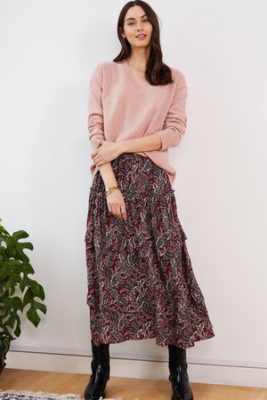 Portia Eco V-Neck Cashmere Jumper in Ballet Pink