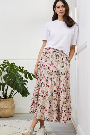 Jessica Skirt with Ecovero in Pink Meadow Floral