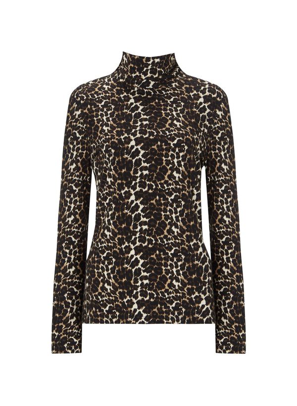 image of Nahla Turtleneck with Lenzing  Ecovero in Caramel Leopard Print