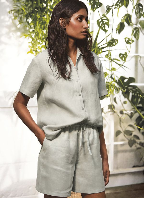 image of Georgia Hemp Shorts in Pale Grey