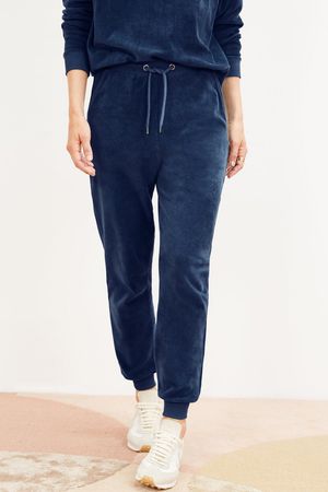 Siobhan Velour Organic Jogger in Deep Indigo