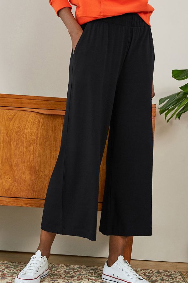 image of Cropped Palazzo Trouser with Ecovero in Caviar Black