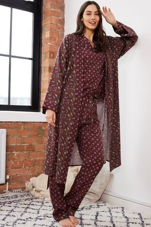 Matilda Robe with Tencel in Plum Paisley Print
