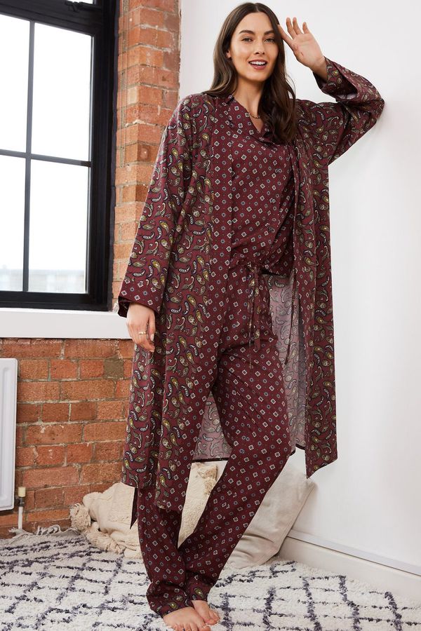image of Matilda Robe with Tencel in Plum Paisley Print