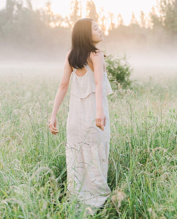 image of Arya-May Linen Dress in Bone