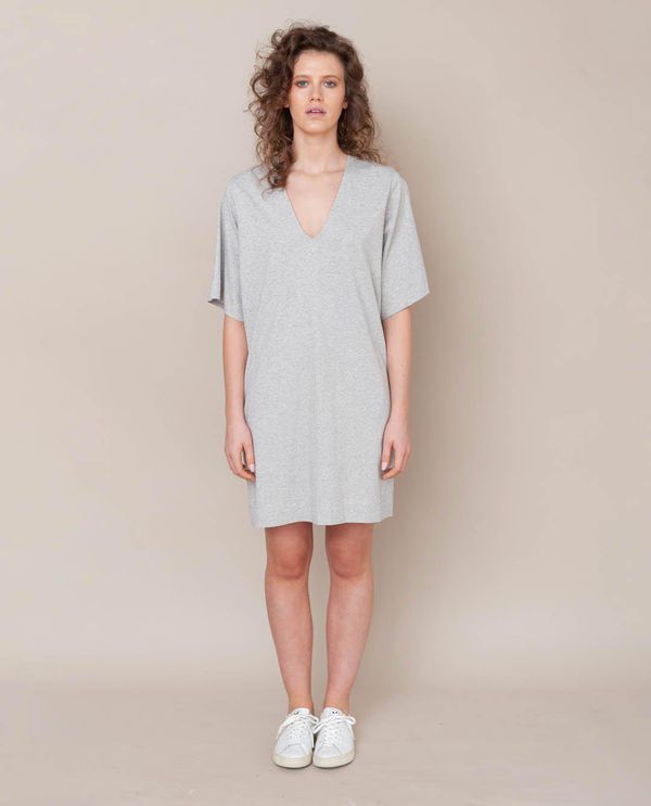 image of Sasha Organic Cotton Dress in Light Grey Marl