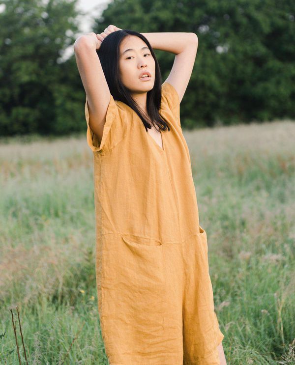image of Nova Linen Jumpsuit In Sun