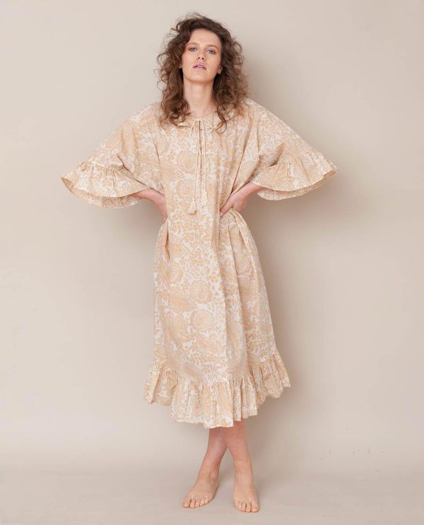 image of Radha Organic Cotton Dress in Cream Print
