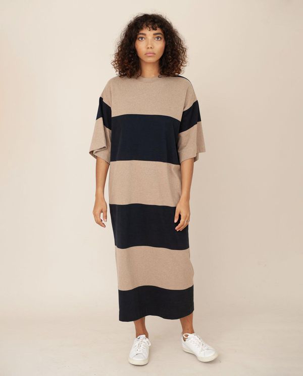 image of Zora Organic Cotton Dress In Deep Indigo and Stone Marl