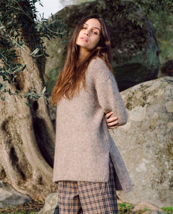 image of Austyn-Marie Alpaca and Organic Cotton Jumper in Brown