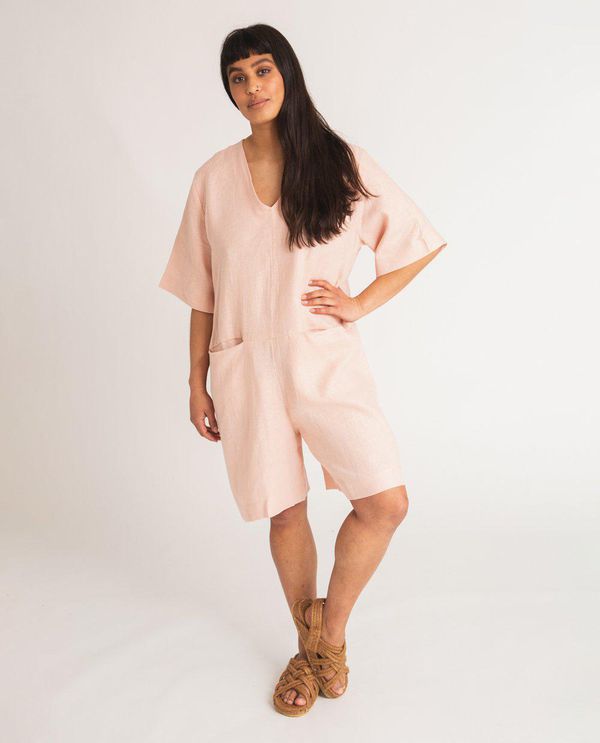 image of Nova Linen Jumpsuit in Rose
