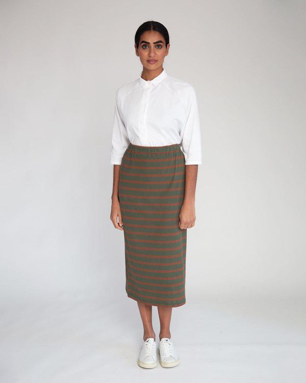 image of Pam-Sue Organic Cotton Skirt in Army and Tan