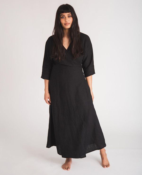 image of Rachael Linen Dress in Black