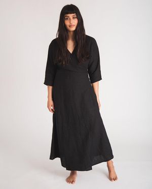 Rachael Linen Dress in Black