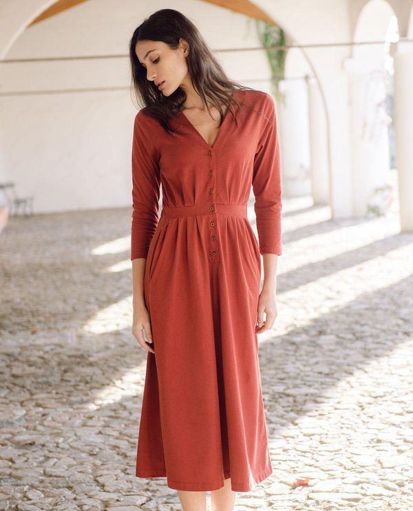 image of Ruth Organic Cotton Dress in Rust