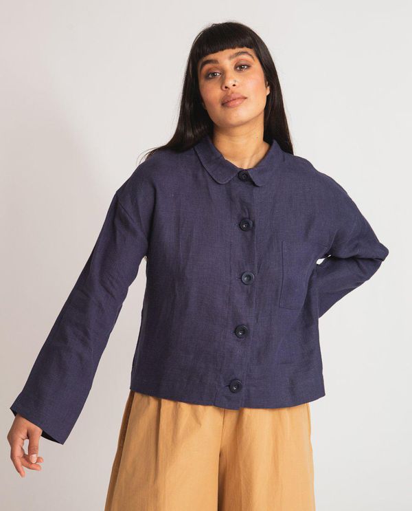 image of Zanna Linen Jacket in Navy