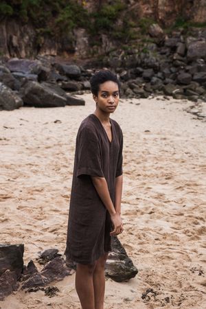 Nova Linen Jumpsuit in Chocolate