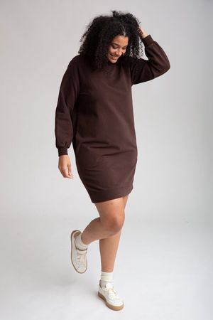 Agatha Organic Cotton Dress in Chocolate