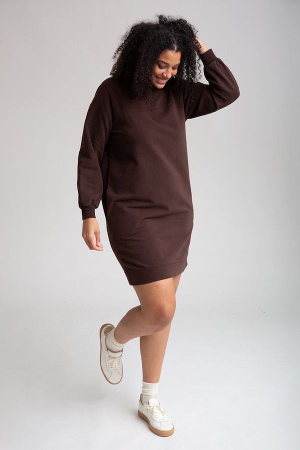 image of Agatha Organic Cotton Dress in Chocolate