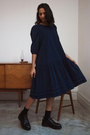 Glynis Cord Dress in Navy