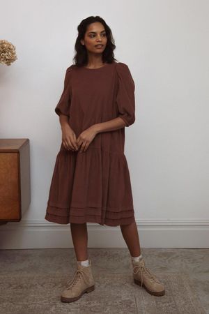 Glynis Cord Dress in Rouge