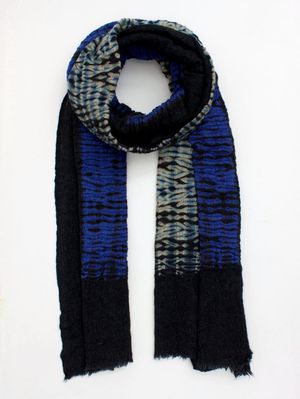 Shibori Tie Dye Merino Wool Scarf in Mixed Colours