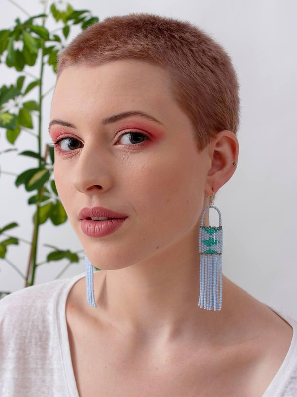 image of Melako Earrings in Light Blue and Turquoise