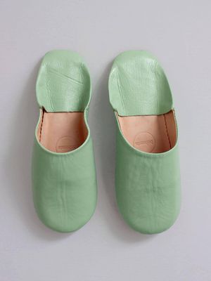 Moroccan Babouche Basic Slippers in Sage