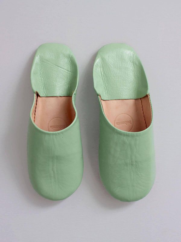 image of Moroccan Babouche Basic Slippers in Sage
