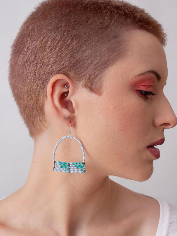 image of Sera Earrings in Dusky Blue and Cobalt