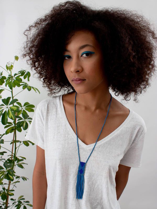 image of Melako Necklace in Dusky Blue and Cobalt