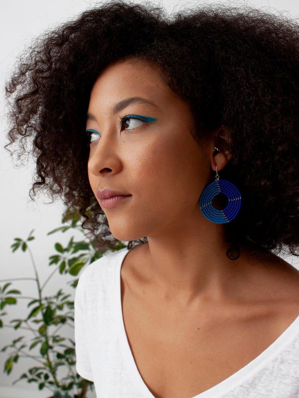 image of Ngare Earrings in Dusky Blue and Cobalt