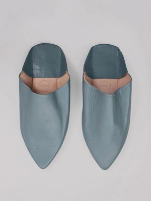 Moroccan Mens Pointed Babouche Slippers in Grey