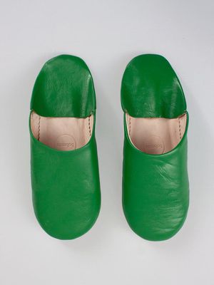 Moroccan Babouche Basic Slippers in Green